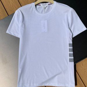 Thom Browne Men's Four Stripes Cotton Short Sleeve T Shirt